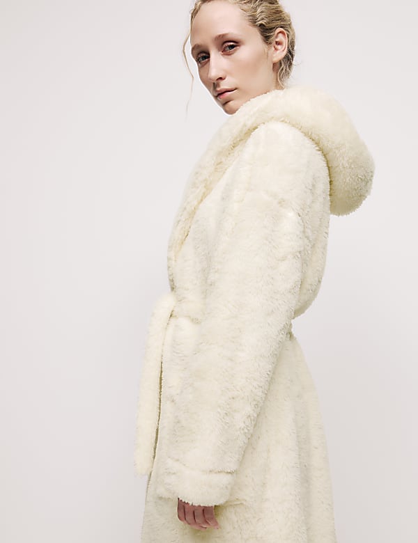 Fleece Hooded Dressing Gown - EE