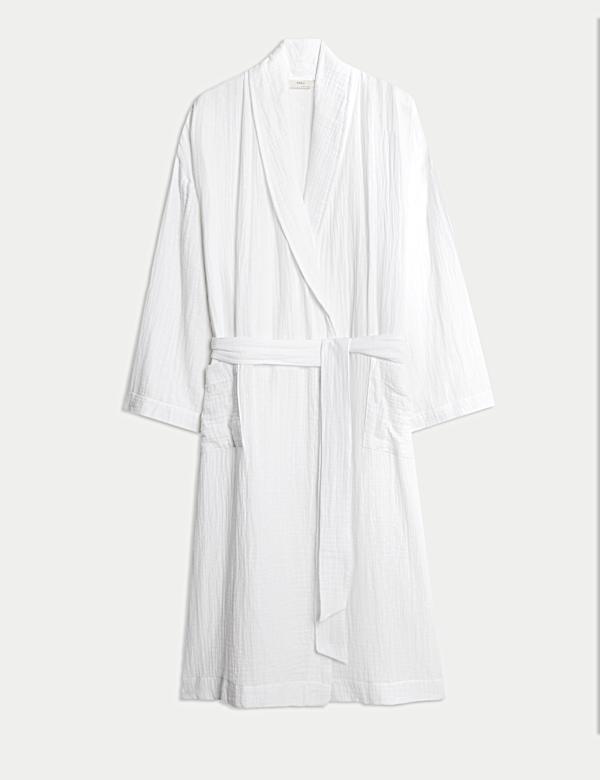Pure Cotton Muslin Dobby Dressing Gown - NL