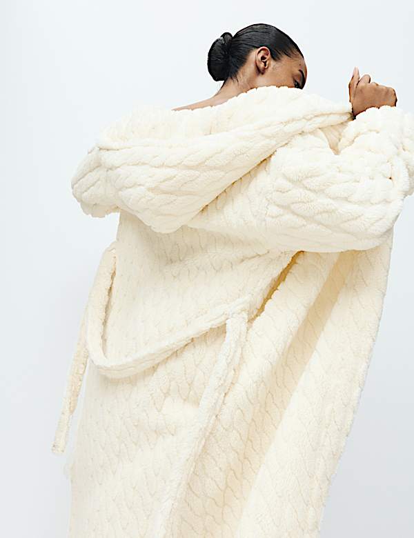 Jacquard Long Hooded Dressing Gown - DE