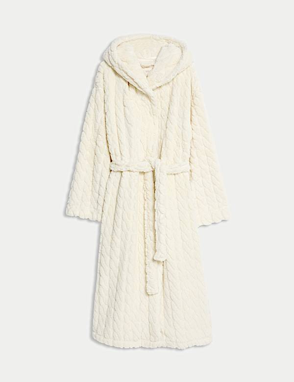 Jacquard Long Hooded Dressing Gown - DE