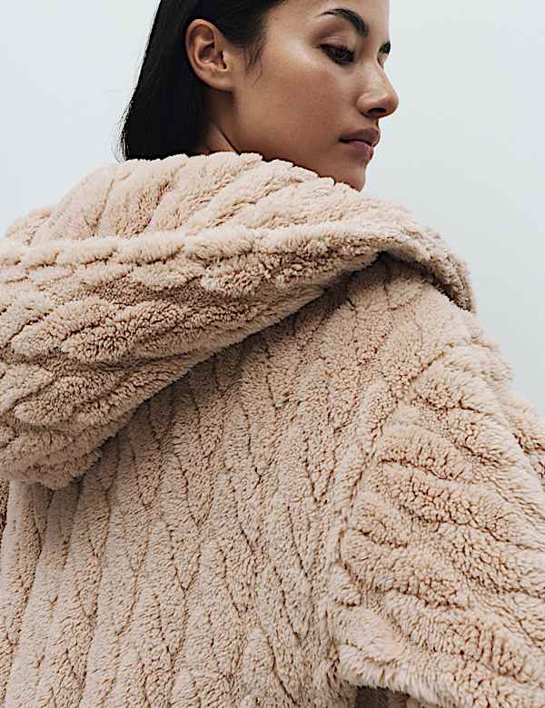 Jacquard Long Hooded Dressing Gown - HU