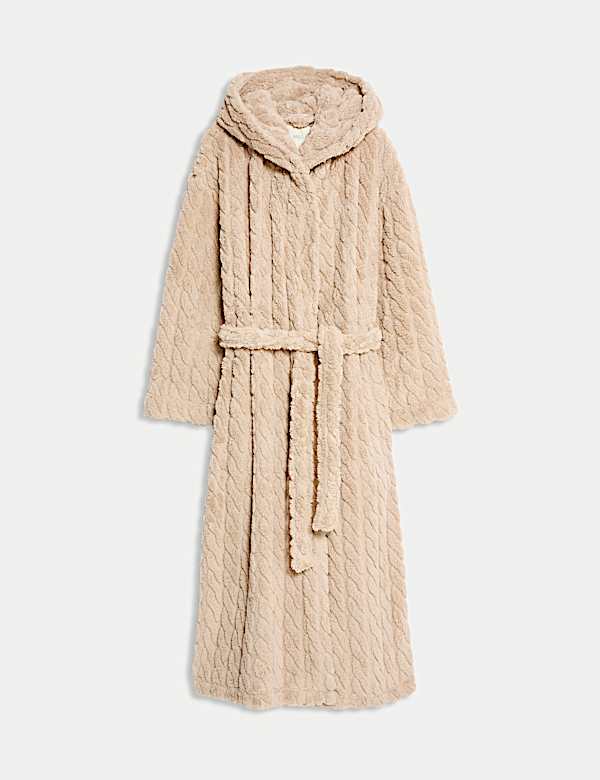 Jacquard Long Hooded Dressing Gown - HU
