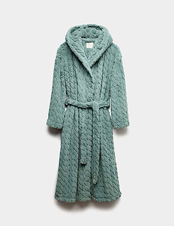 חלוק בית ארוך עם קפוצ'ון מבד ג'קארד - IL