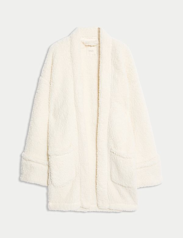 Casual teddy vest in wikkelstijl van borgstof - BE