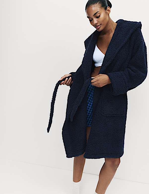 Teddy Borg Hooded Dressing Gown - CA