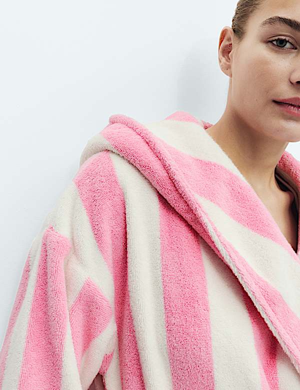 Pure Cotton Towelling Striped Dressing Gown - CH