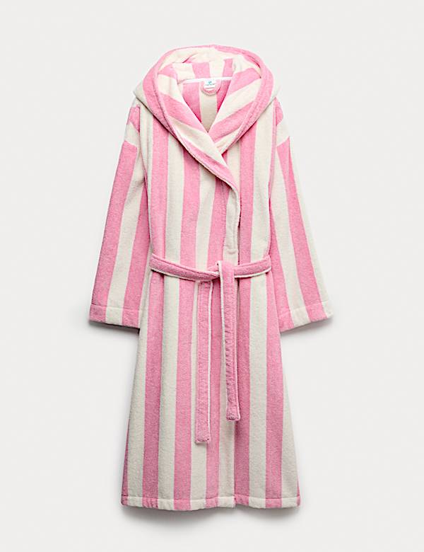Pure Cotton Towelling Striped Dressing Gown - CH