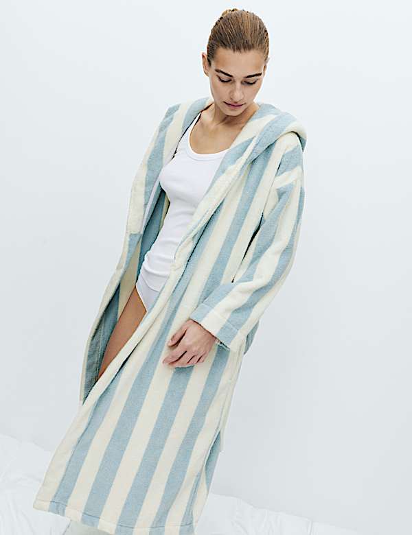 חלוק מגבת פסים לבית מכותנה טהורה - IL