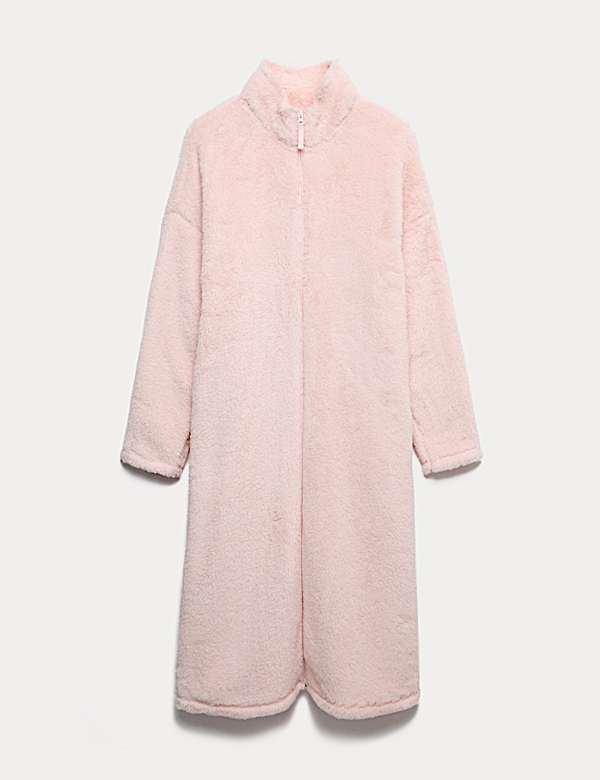 Long Pile Fleece Zipped Dressing Gown - US