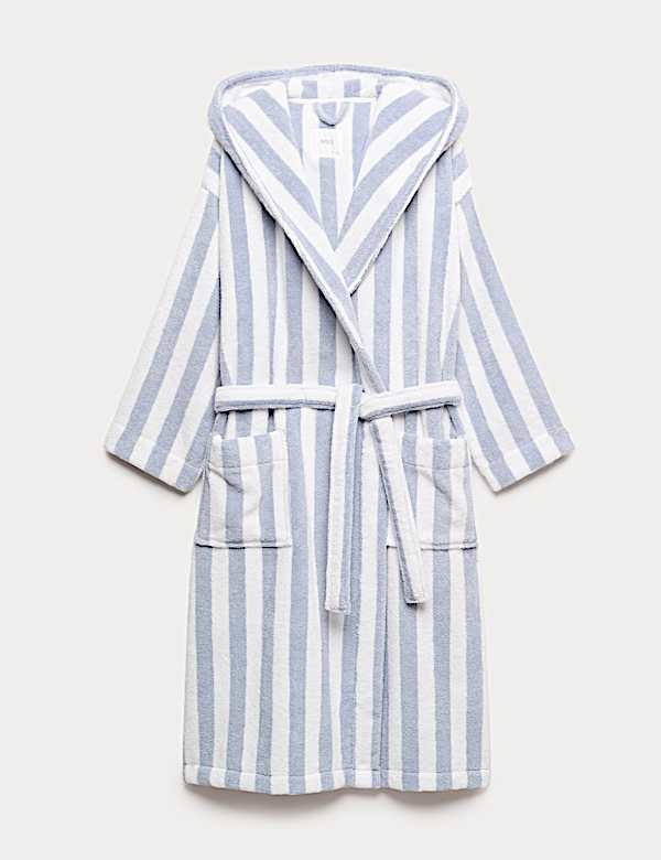 Pure Cotton Towelling Striped Dressing Gown - RS