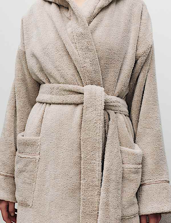 Pure Cotton Towelling Hooded Dressing Gown - SK
