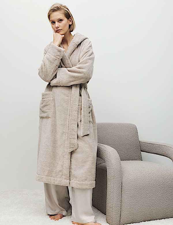 Pure Cotton Towelling Hooded Dressing Gown - SK