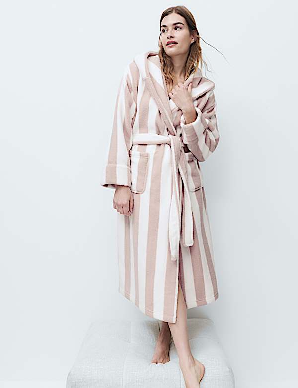 Wide Stripe Hooded Dressing Gown - IS