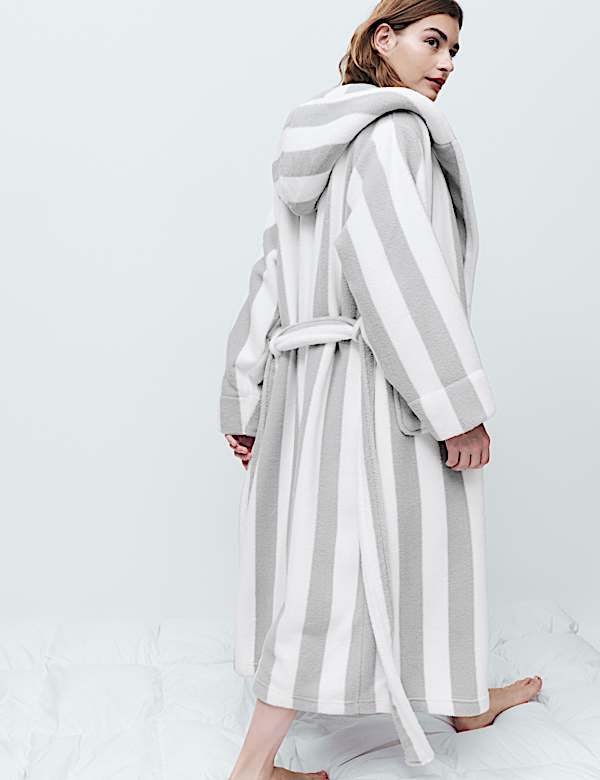 Wide Stripe Hooded Dressing Gown - EE