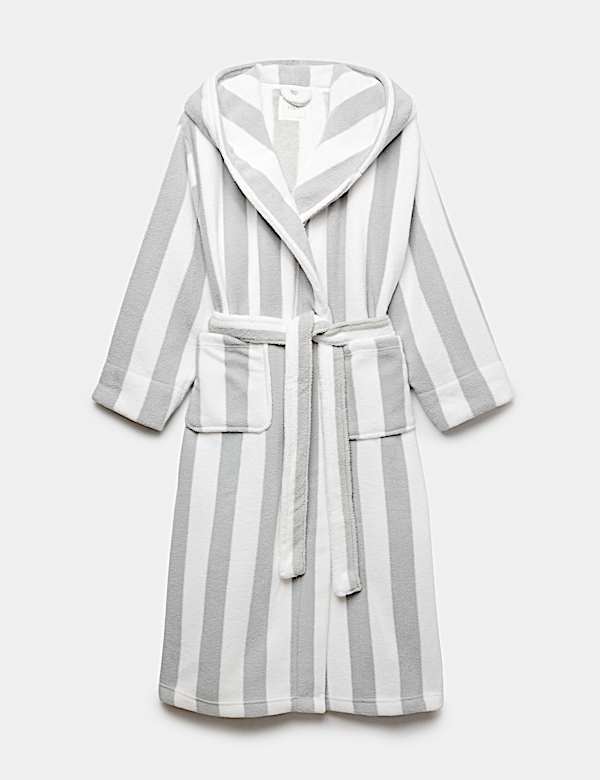Wide Stripe Hooded Dressing Gown - EE