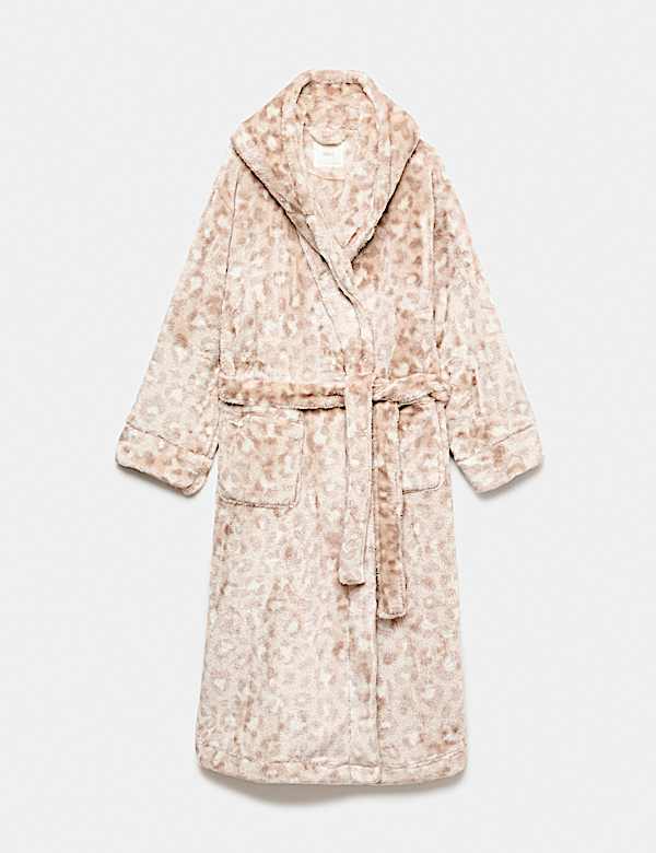 Fleece Leopard Print Dressing Gown - EE