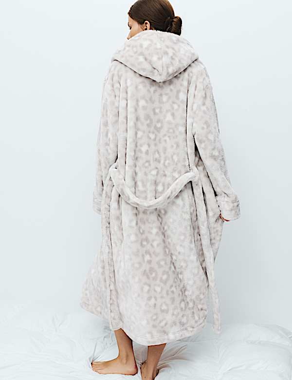Fleece Leopard Print Dressing Gown - JP