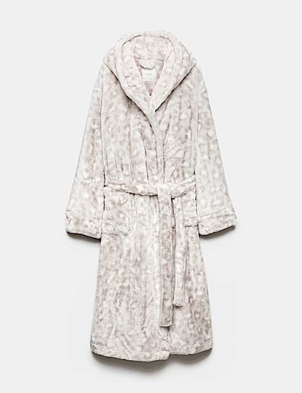 Fleece Leopard Print Dressing Gown - JP