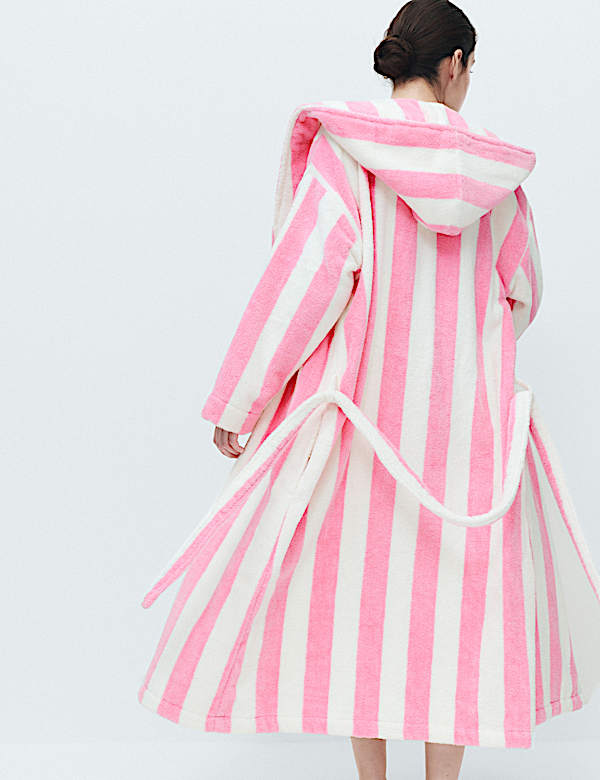 Pure Cotton Towelling Striped Dressing Gown - IL