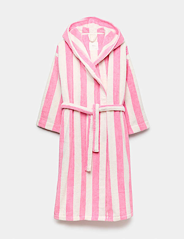 Pure Cotton Towelling Striped Dressing Gown - IL