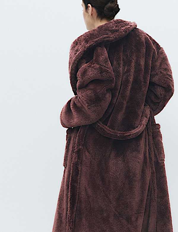Long Pile Shawl Collar Dressing Gown - US