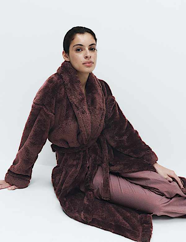 Long Pile Shawl Collar Dressing Gown - US