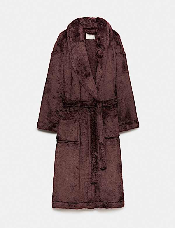 Long Pile Shawl Collar Dressing Gown - US