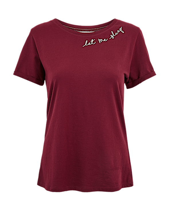 Pure Cotton Let Me Sleep Slogan Top