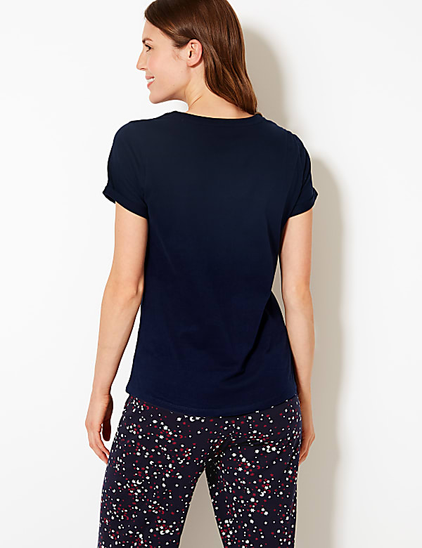 Pure Cotton Let Me Sleep Slogan Pyjama Top