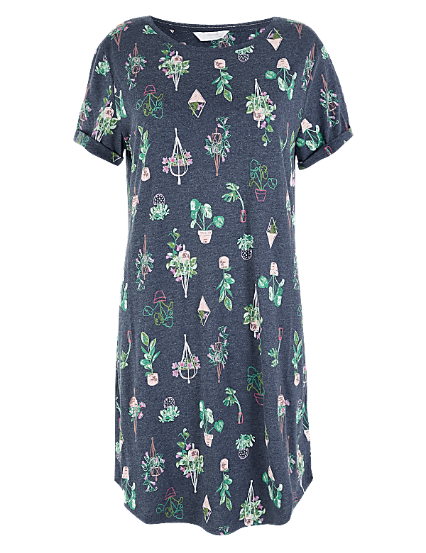 Plant Print Short Nightdress