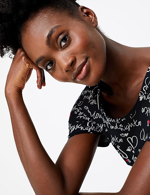 Text Print Short Nightdress