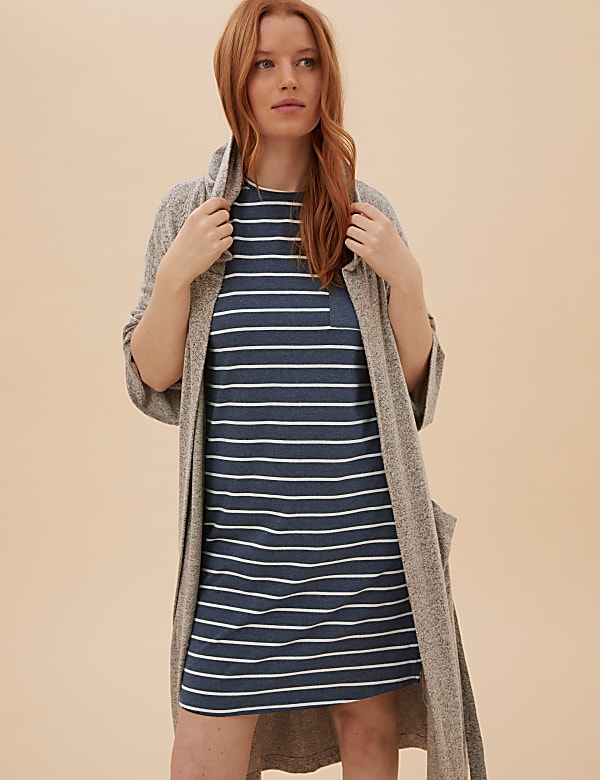 Cotton Striped Short Nightdress