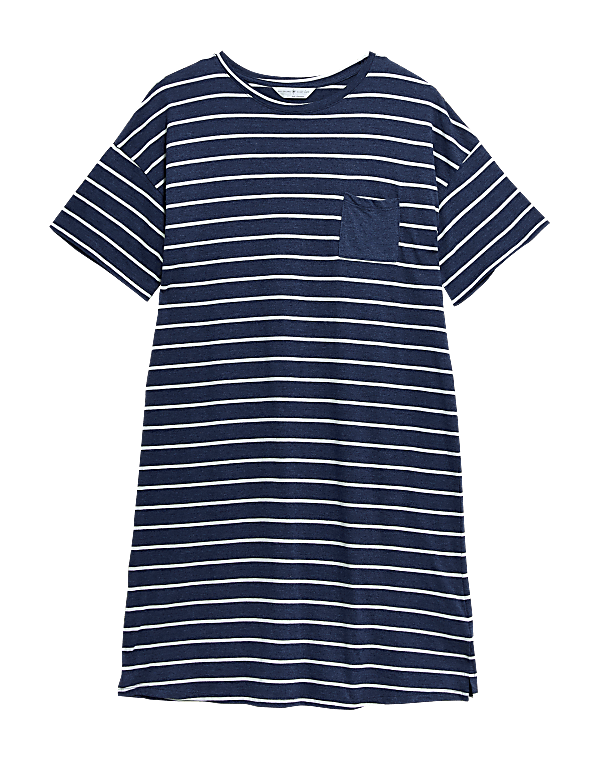 Cotton Striped Short Nightdress