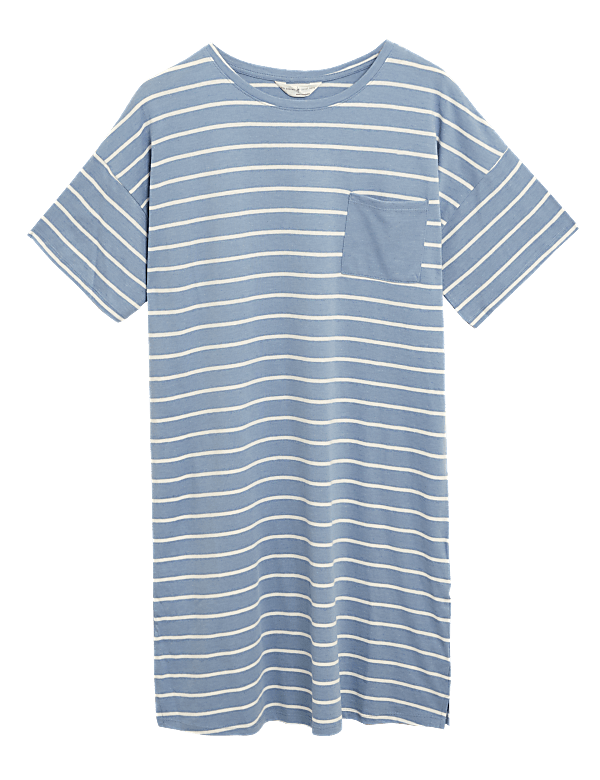 Cotton Striped Short Nightdress
