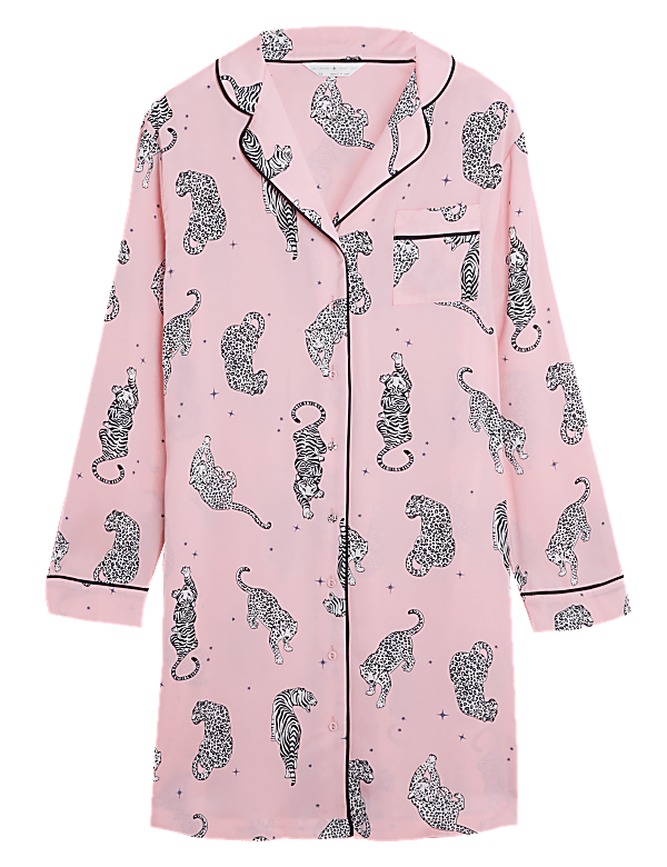 Satin Tiger Print Short Nightshirt
