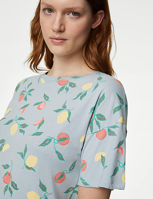 Printed Regular Round Neck Night Dress