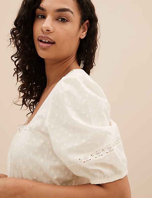 Pure Cotton Lace Square Neck Dress