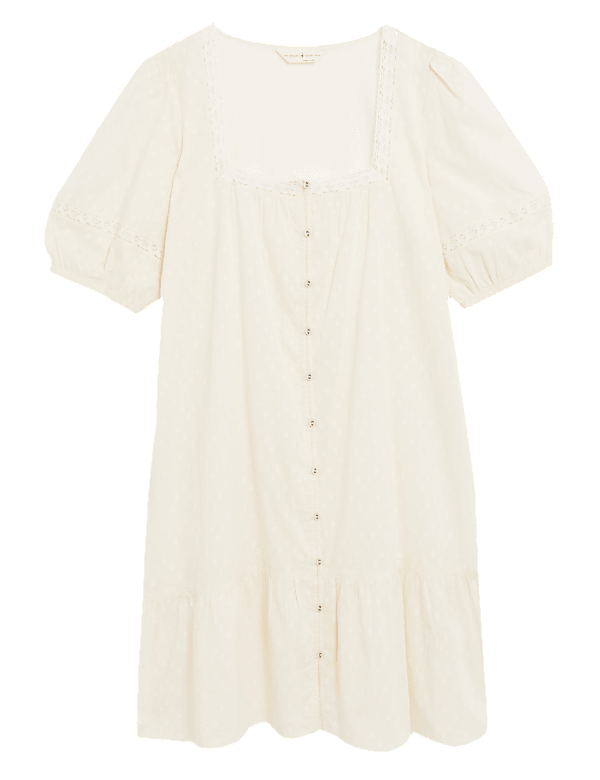 Pure Cotton Lace Square Neck Dress
