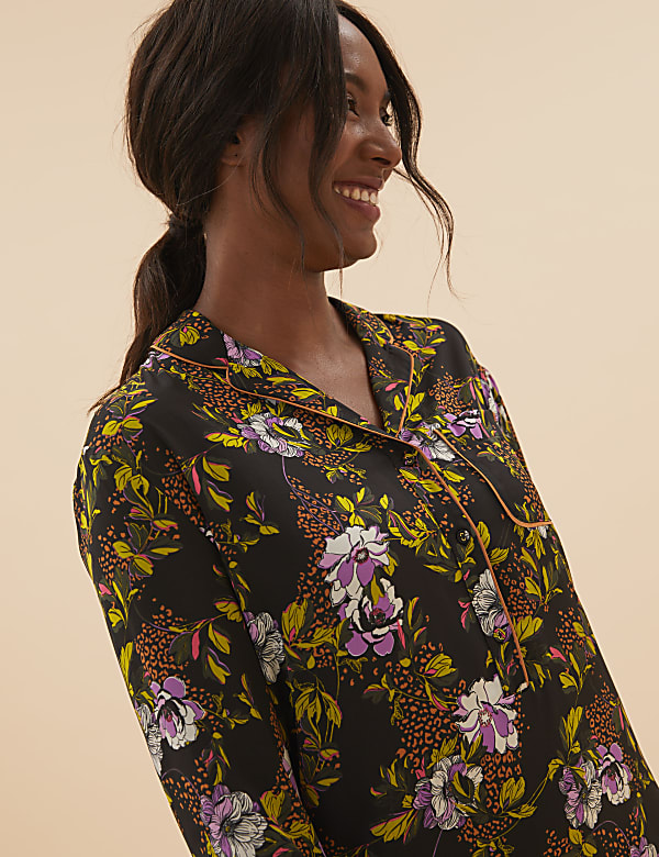 Satin Floral Short Nightshirt