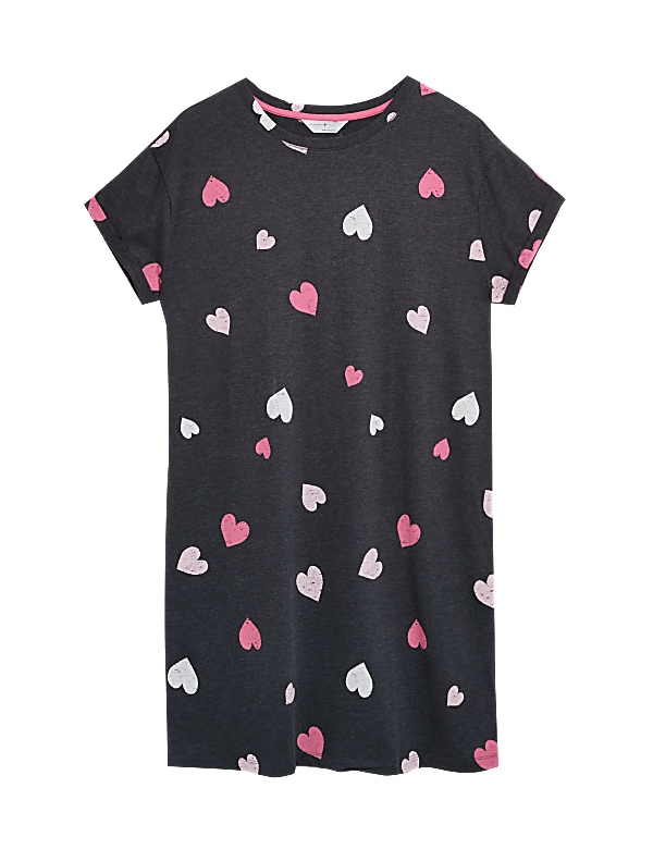 Cotton Rich Heart Short Nightdress