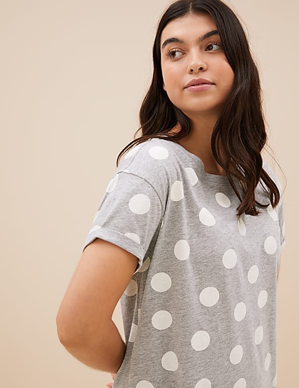 Cotton Rich Spot Print Short Nightdress