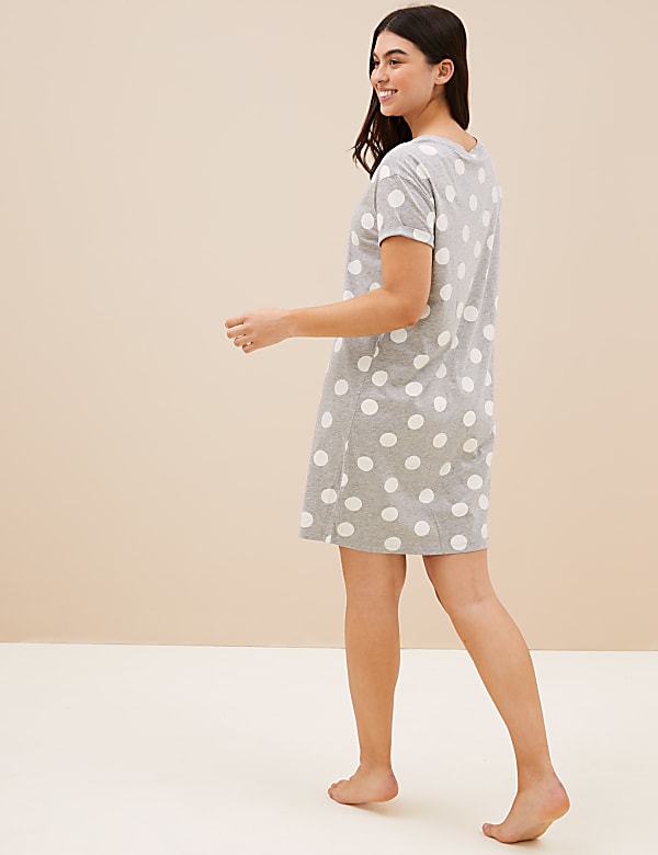 Cotton Rich Spot Print Short Nightdress