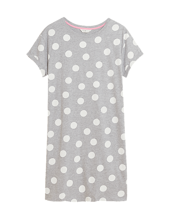 Cotton Rich Spot Print Short Nightdress