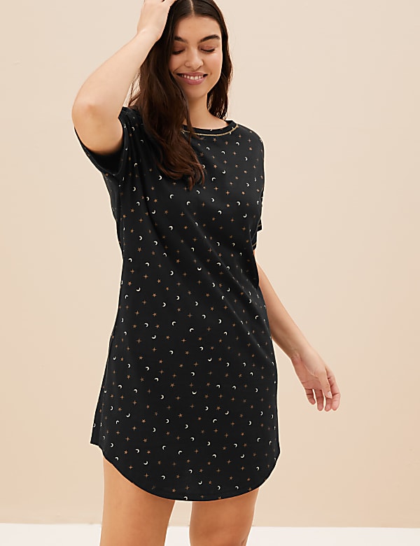 2pk Pure Cotton Printed Short Nightdresses