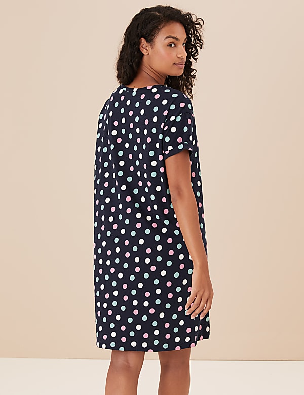 Pure Cotton Spot Print Short Nightdress