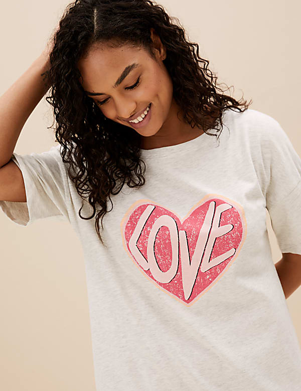 2pk Cotton Rich Heart Short Nightdresses