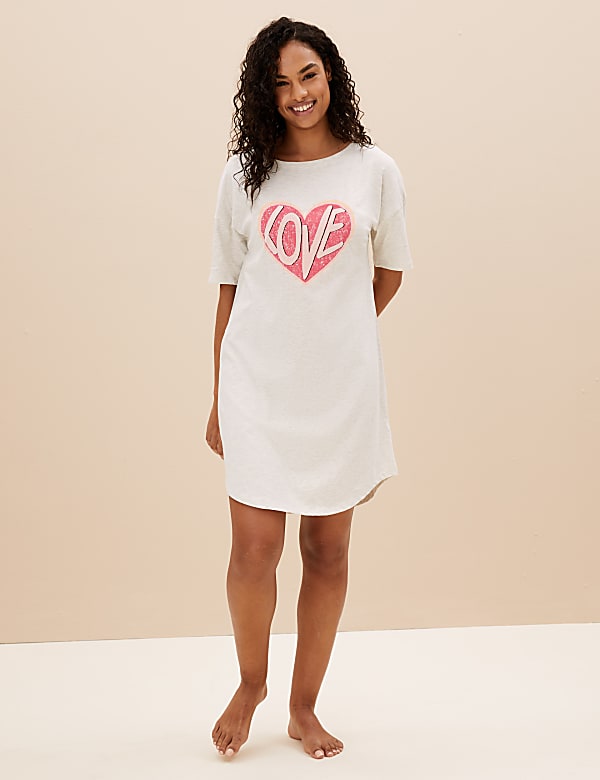 2pk Cotton Rich Heart Short Nightdresses
