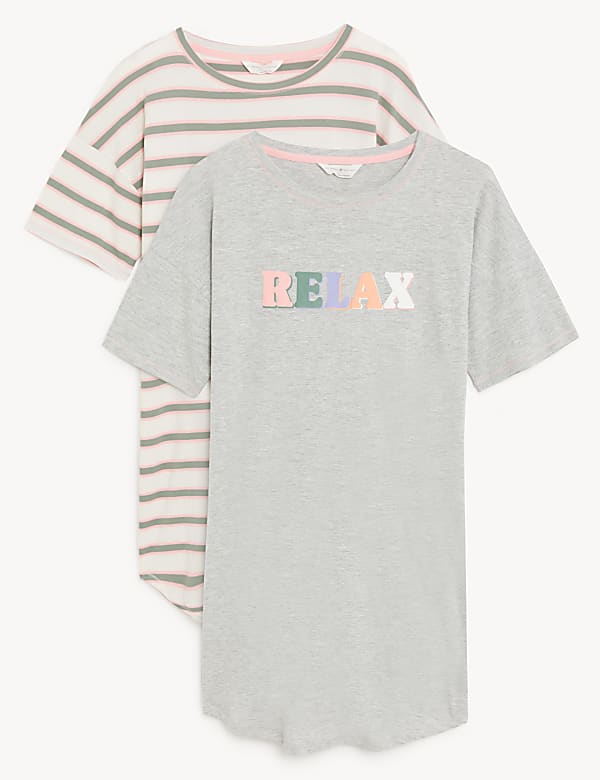 2pk Cotton Rich Printed Short Nightdresses