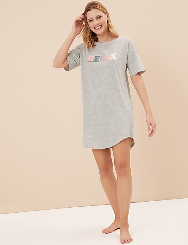 2pk Cotton Rich Printed Short Nightdresses
