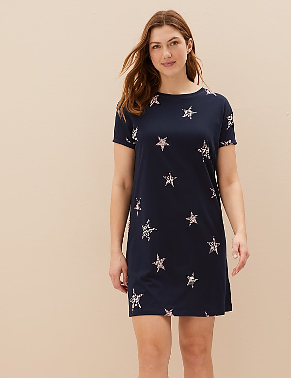 Pure Cotton Star Print Short Nightdress